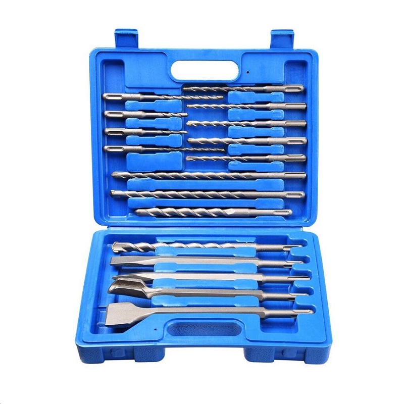 Combination Set of 17Piece SDS Plus Masonry Drill Bits and Chisels in a Plastic Carry Case
