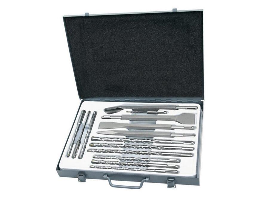 14 Piece SDS+ Carbide Drill Bit and Breaker Chisel set in a robust metal case