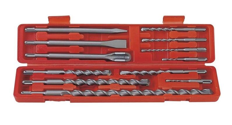 12 Piece SDS Plus Concrete Rotary Hammer Drill Bits & Chisels Set